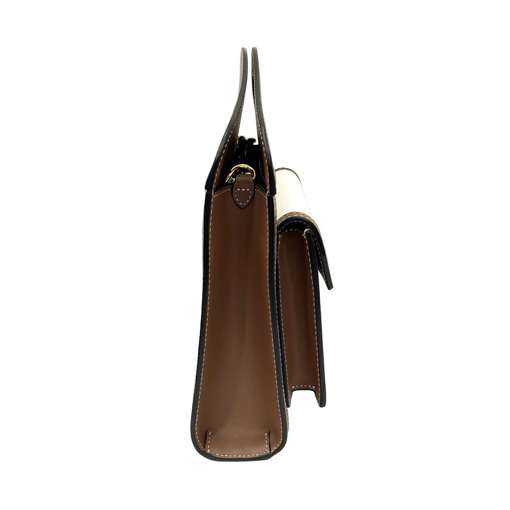 BURBERRY Pocket Bag Leather Canvas Brown Shoulder Handbag - Picture 3 of 7